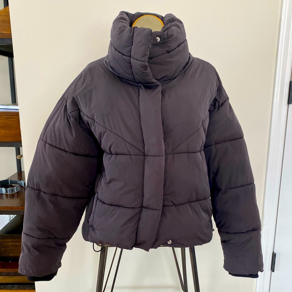 Topshop cropped black puffer jacket